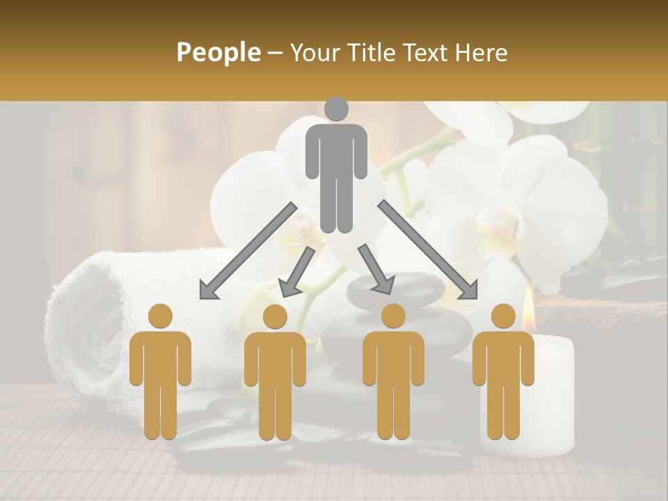 A White Candle And Some Black Rocks On A Table PowerPoint Template