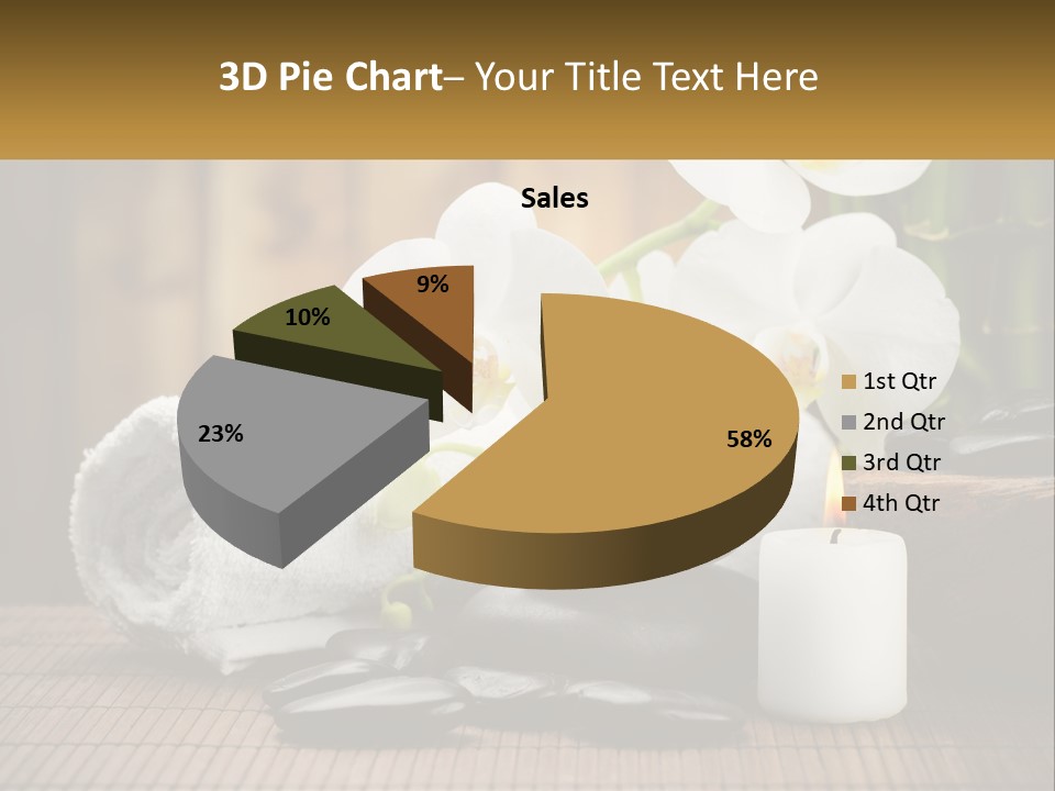 A White Candle And Some Black Rocks On A Table PowerPoint Template