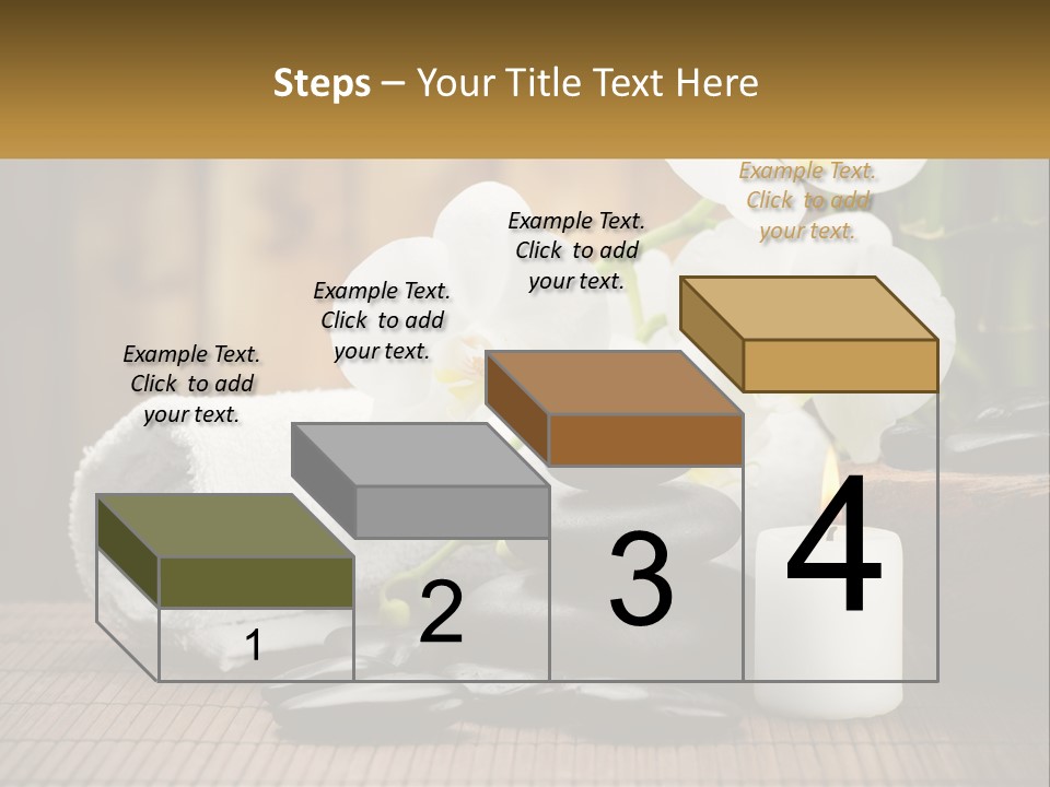 A White Candle And Some Black Rocks On A Table PowerPoint Template