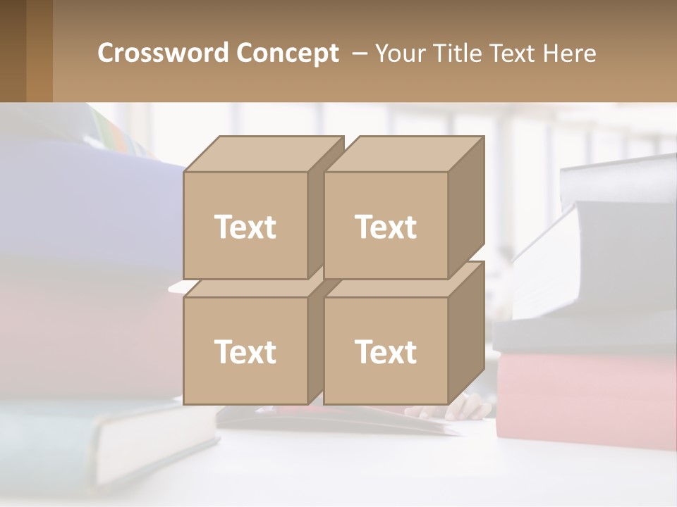 A Young Boy Sitting At A Table With A Pile Of Books PowerPoint Template