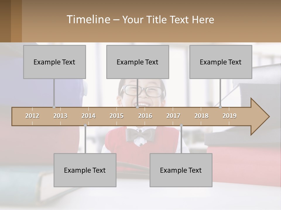 A Young Boy Sitting At A Table With A Pile Of Books PowerPoint Template