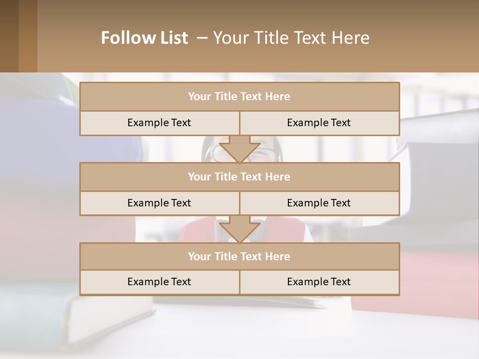 A Young Boy Sitting At A Table With A Pile Of Books PowerPoint Template
