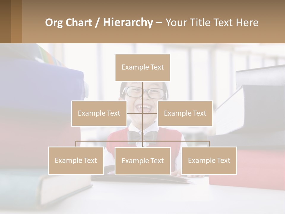 A Young Boy Sitting At A Table With A Pile Of Books PowerPoint Template
