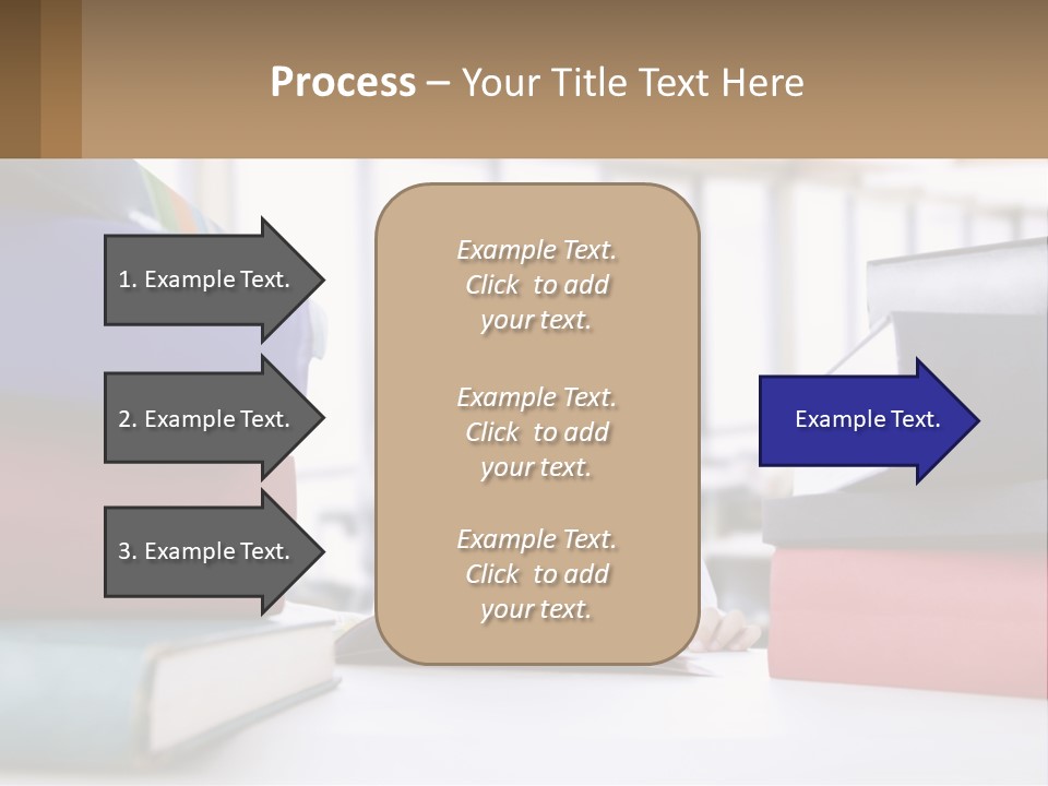 A Young Boy Sitting At A Table With A Pile Of Books PowerPoint Template