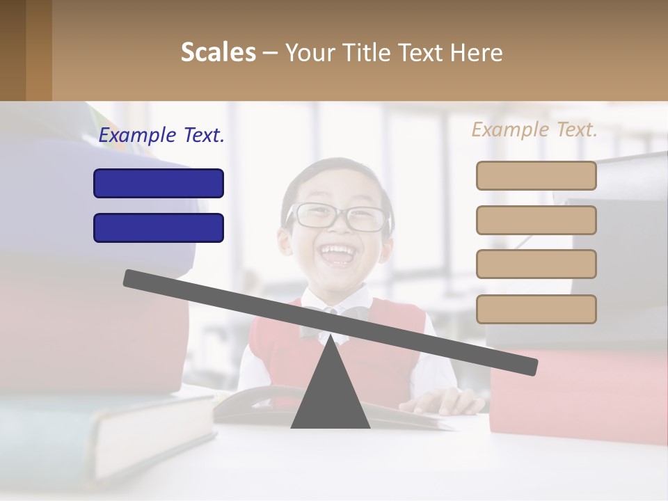 A Young Boy Sitting At A Table With A Pile Of Books PowerPoint Template