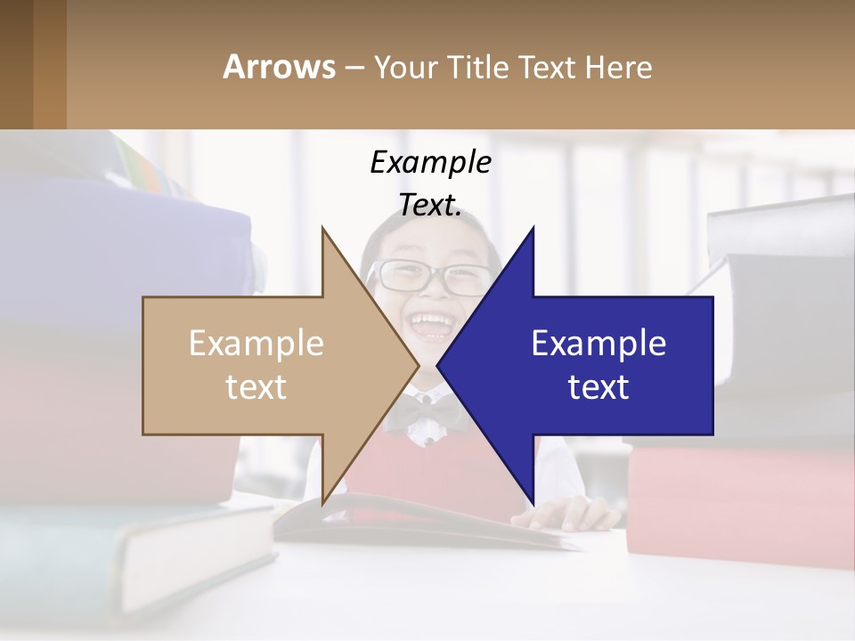 A Young Boy Sitting At A Table With A Pile Of Books PowerPoint Template