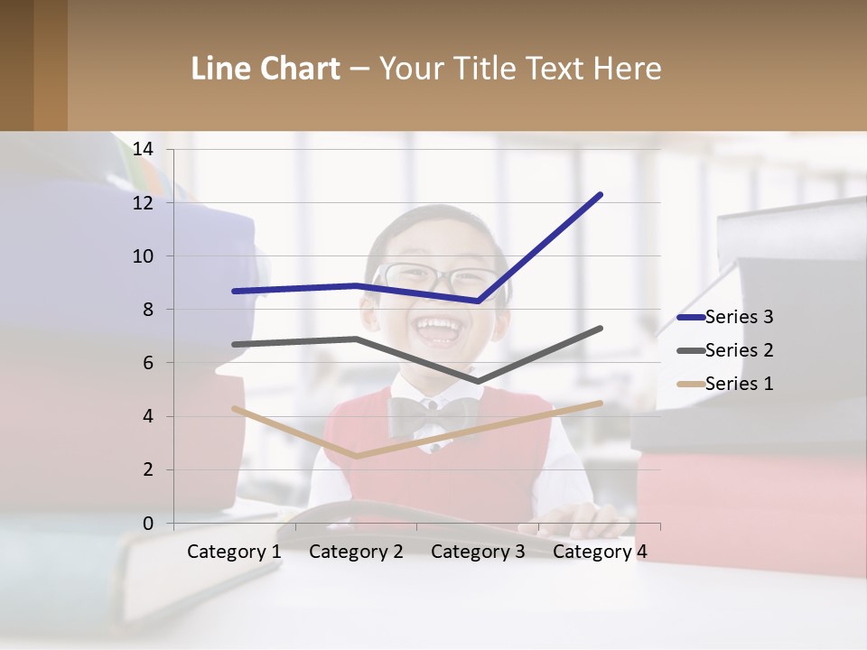 A Young Boy Sitting At A Table With A Pile Of Books PowerPoint Template