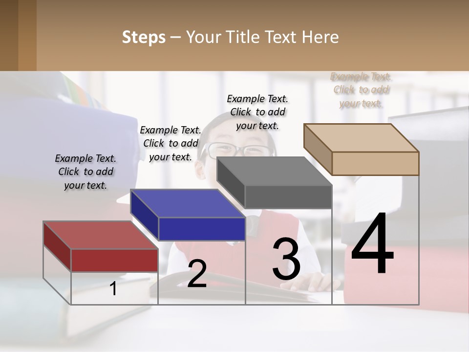 A Young Boy Sitting At A Table With A Pile Of Books PowerPoint Template