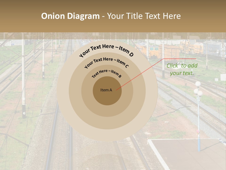 A Train Traveling Down Train Tracks Next To A Field PowerPoint Template