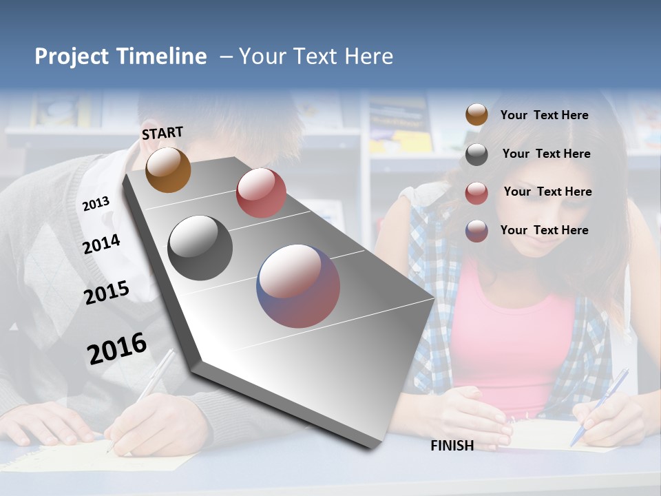 A Man And A Woman Sitting At A Table Writing PowerPoint Template