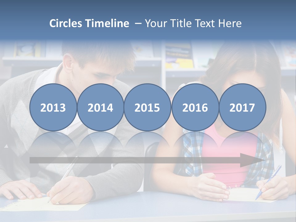 A Man And A Woman Sitting At A Table Writing PowerPoint Template