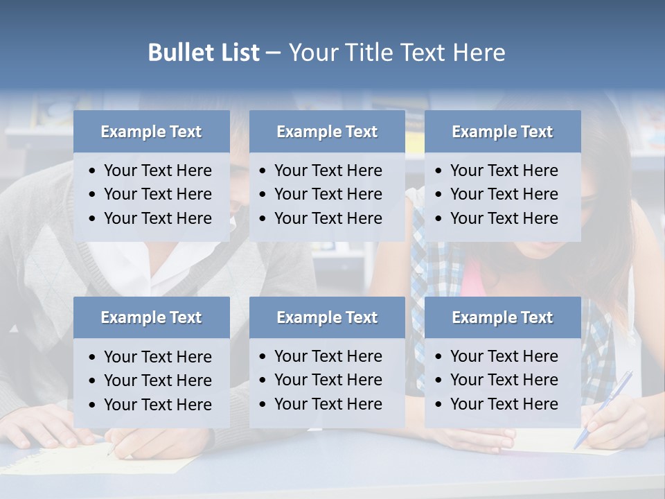 A Man And A Woman Sitting At A Table Writing PowerPoint Template
