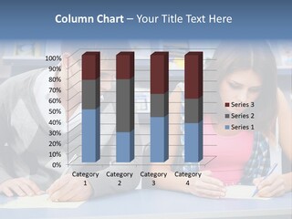 A Man And A Woman Sitting At A Table Writing PowerPoint Template