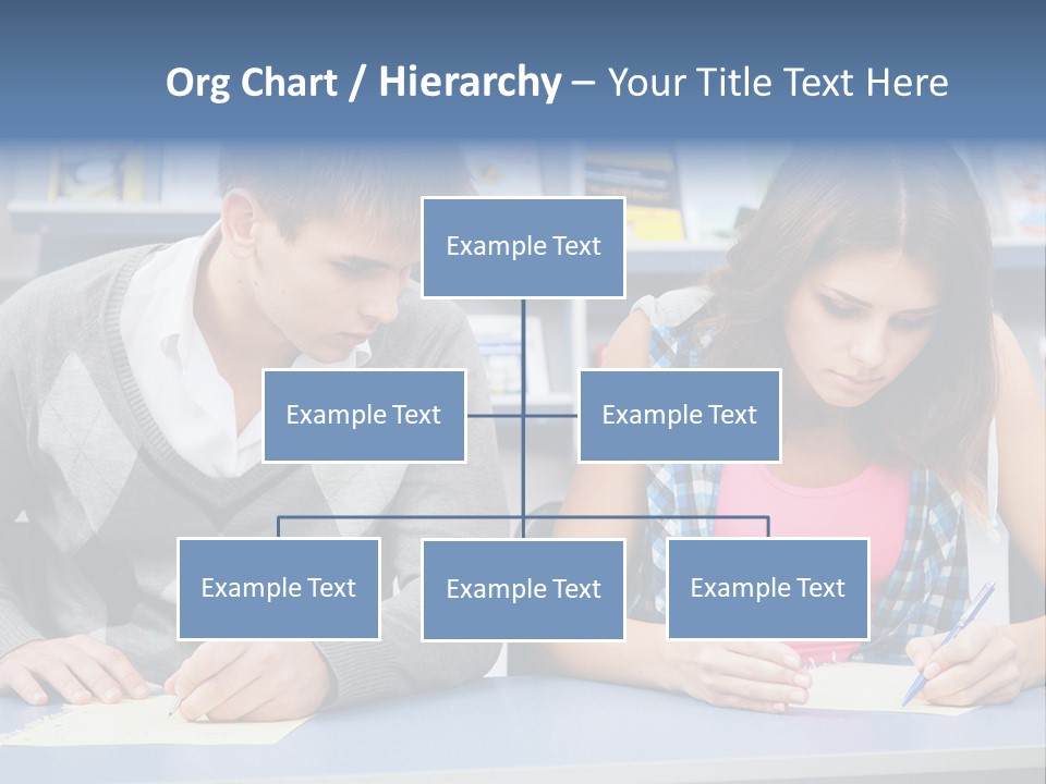A Man And A Woman Sitting At A Table Writing PowerPoint Template