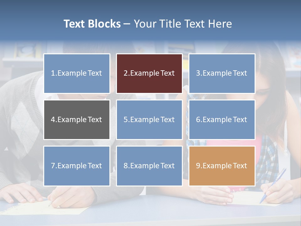 A Man And A Woman Sitting At A Table Writing PowerPoint Template