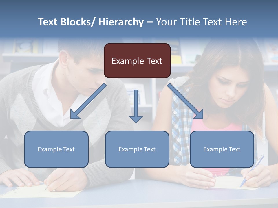 A Man And A Woman Sitting At A Table Writing PowerPoint Template