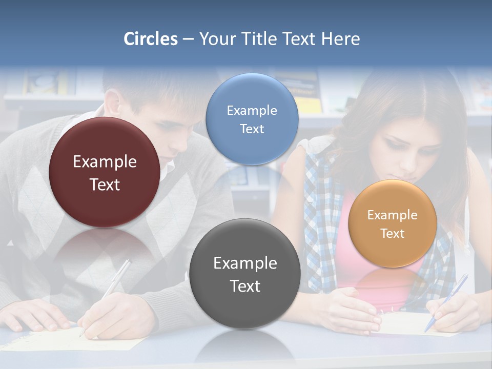 A Man And A Woman Sitting At A Table Writing PowerPoint Template