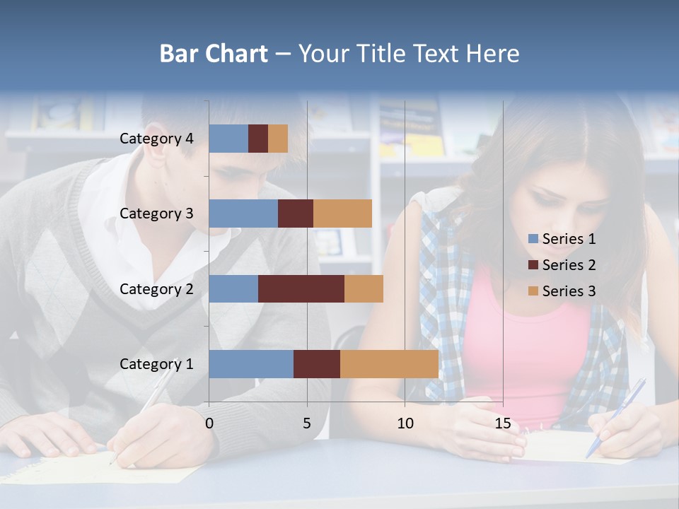 A Man And A Woman Sitting At A Table Writing PowerPoint Template