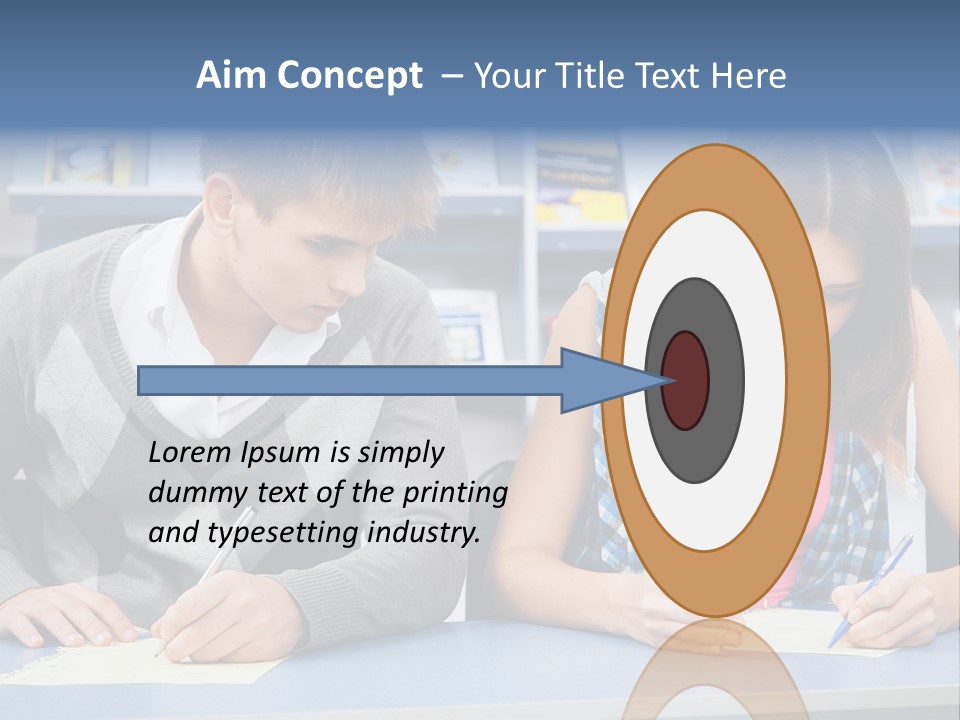 A Man And A Woman Sitting At A Table Writing PowerPoint Template