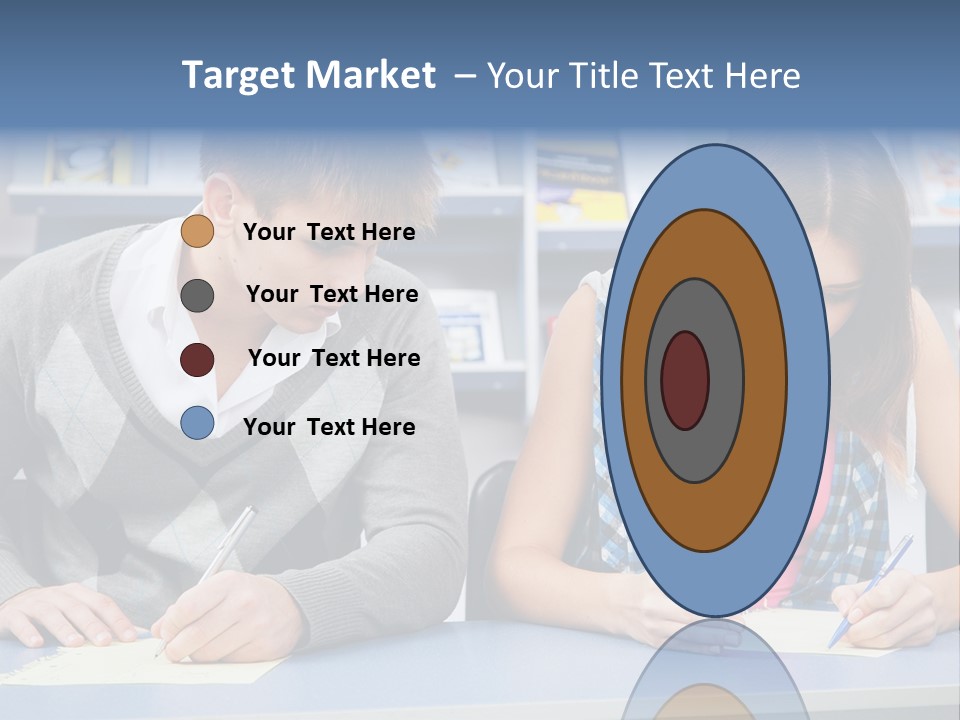 A Man And A Woman Sitting At A Table Writing PowerPoint Template