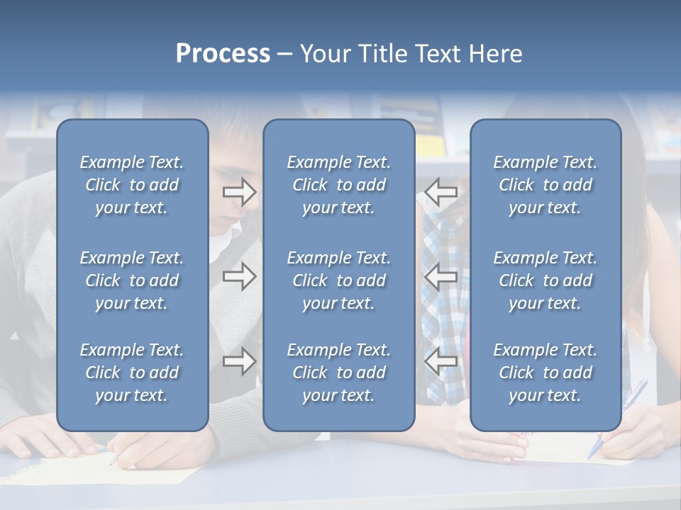 A Man And A Woman Sitting At A Table Writing PowerPoint Template