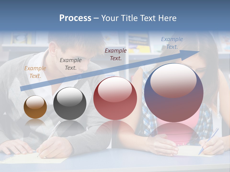 A Man And A Woman Sitting At A Table Writing PowerPoint Template