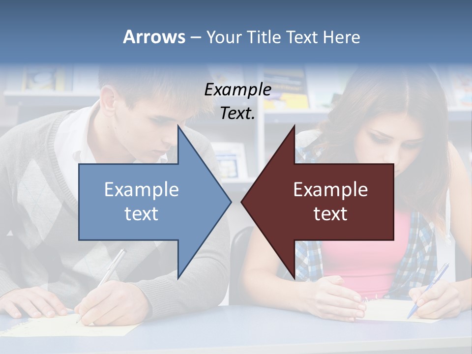 A Man And A Woman Sitting At A Table Writing PowerPoint Template