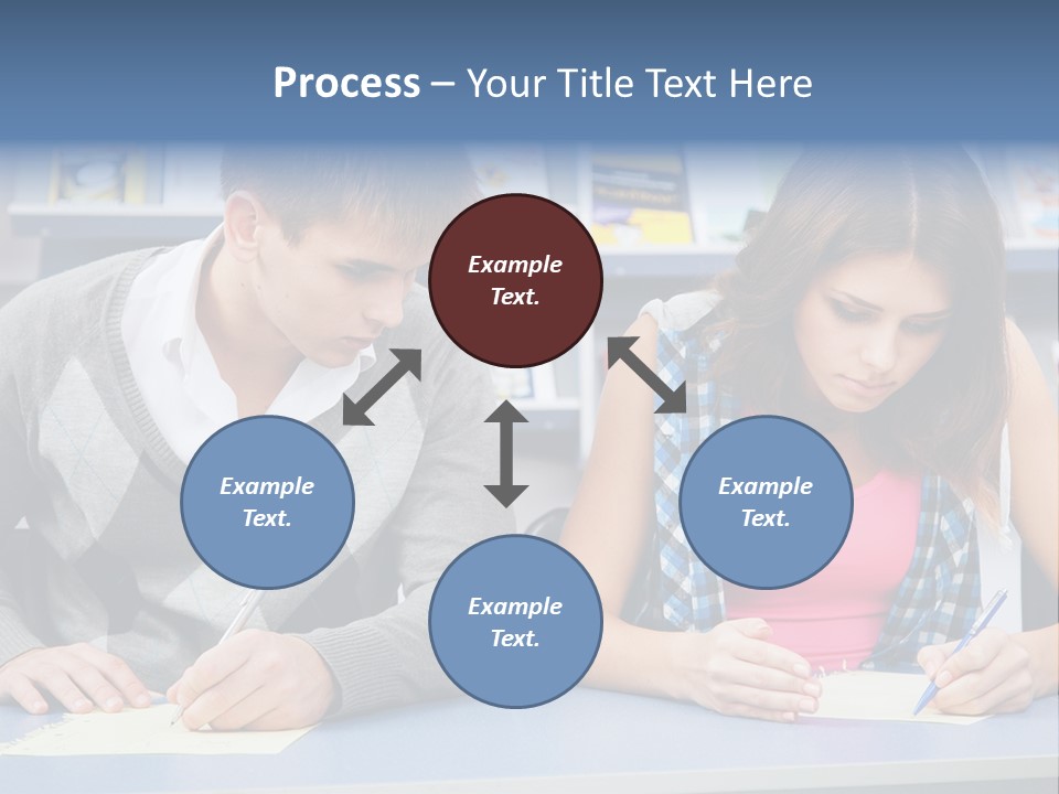 A Man And A Woman Sitting At A Table Writing PowerPoint Template