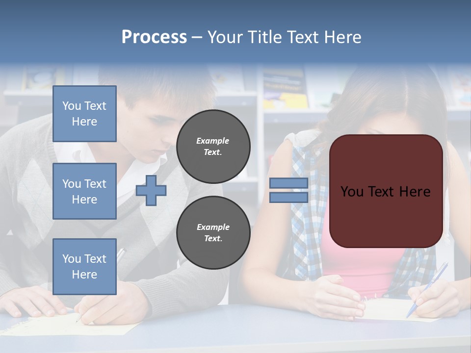 A Man And A Woman Sitting At A Table Writing PowerPoint Template