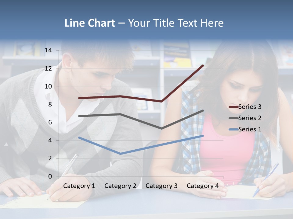A Man And A Woman Sitting At A Table Writing PowerPoint Template
