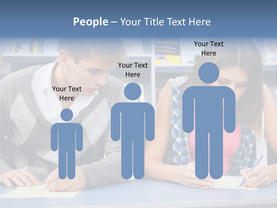 A Man And A Woman Sitting At A Table Writing PowerPoint Template