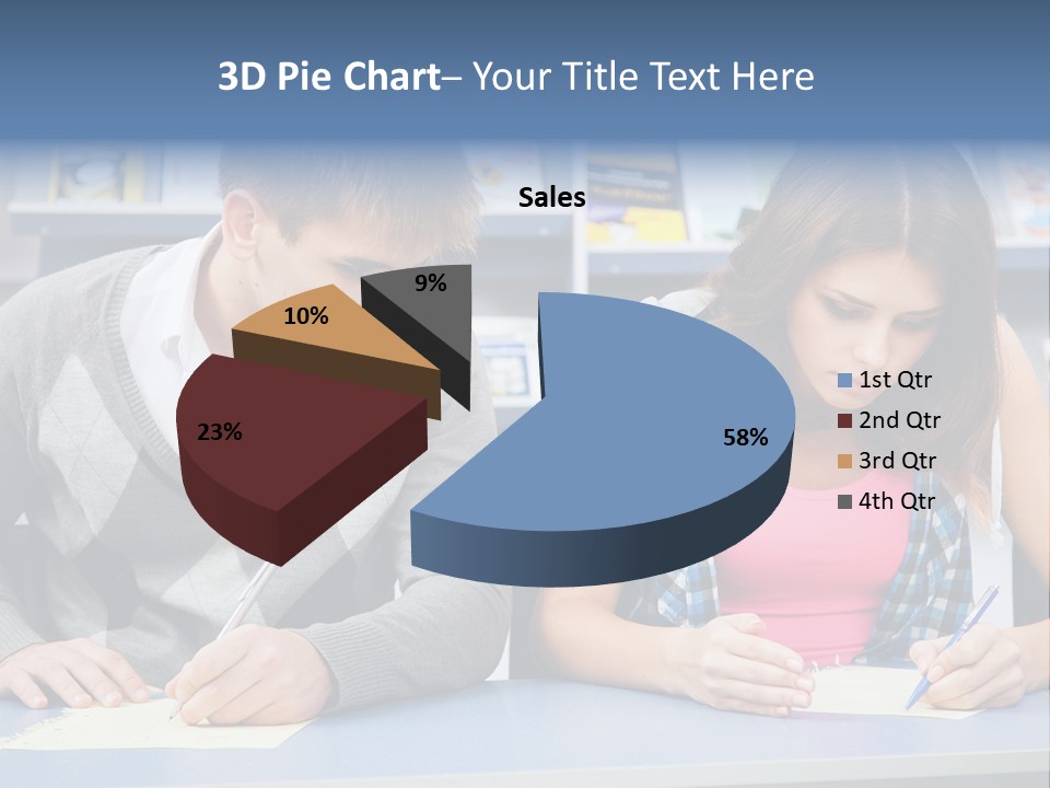 A Man And A Woman Sitting At A Table Writing PowerPoint Template