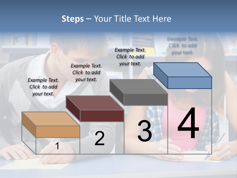 A Man And A Woman Sitting At A Table Writing PowerPoint Template