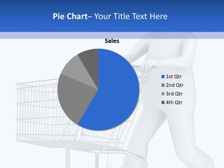 A Person Pushing A Shopping Cart With A Blue Label On It PowerPoint Template
