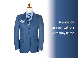 A Blue Suit And Tie On A Mannequin PowerPoint Template