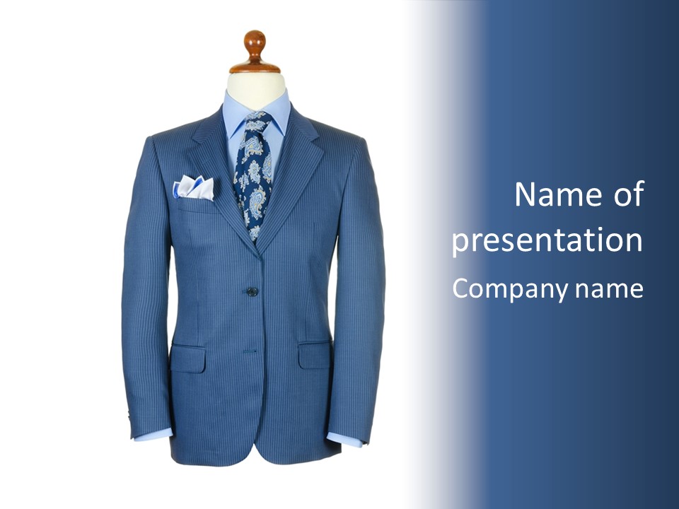 A Blue Suit And Tie On A Mannequin PowerPoint Template