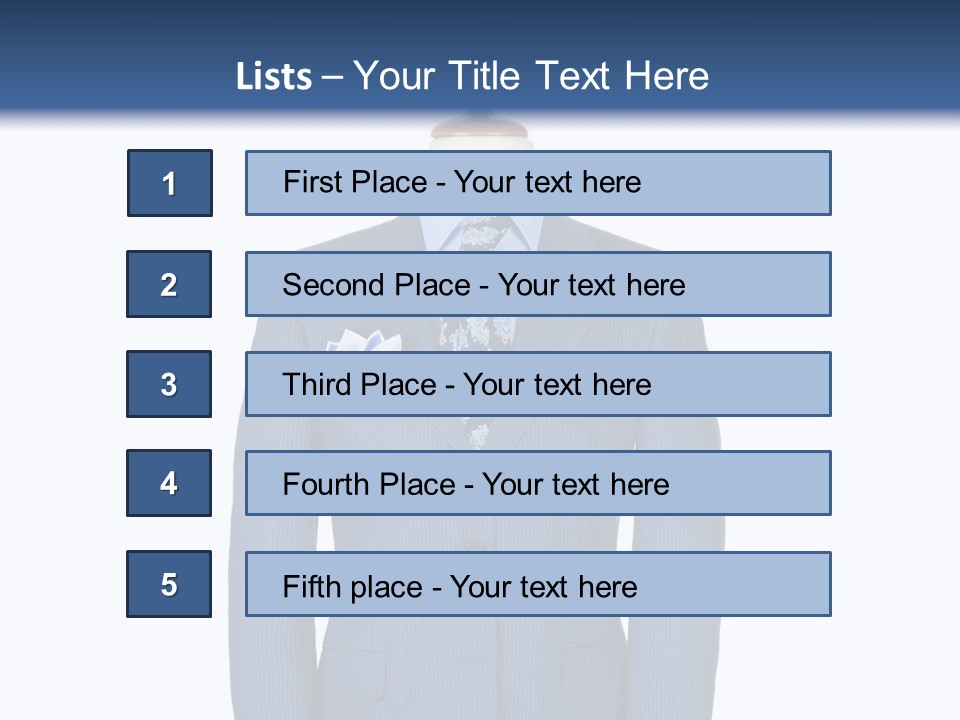 A Blue Suit And Tie On A Mannequin PowerPoint Template