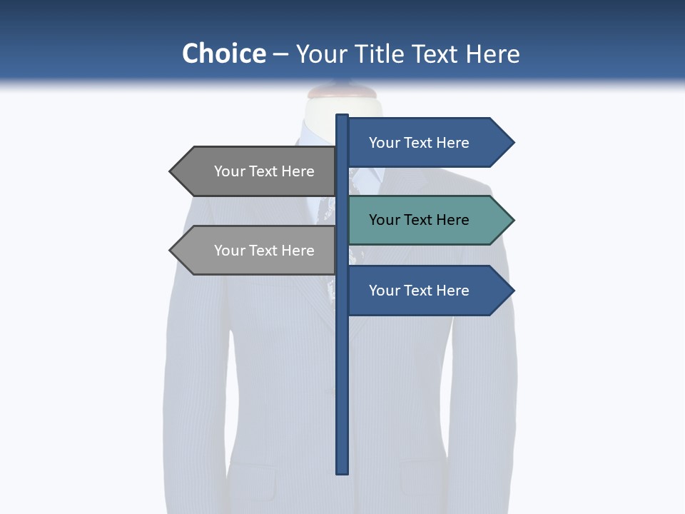 A Blue Suit And Tie On A Mannequin PowerPoint Template