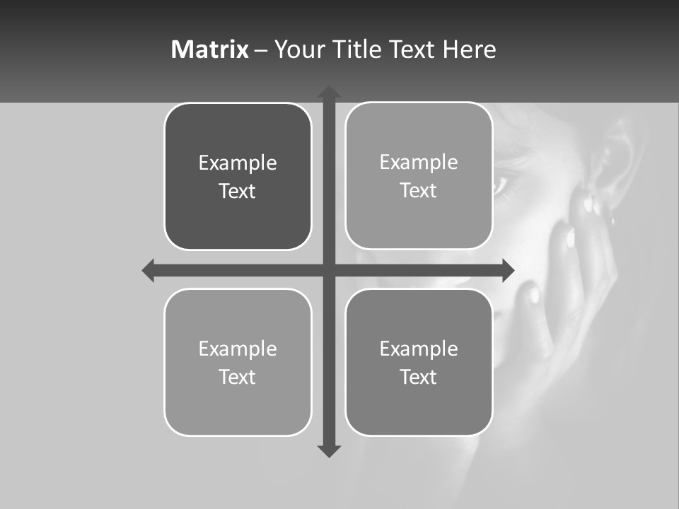 A Black And White Photo Of A Girl With Her Hands On Her Face PowerPoint Template