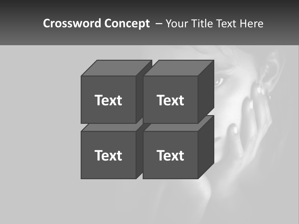 A Black And White Photo Of A Girl With Her Hands On Her Face PowerPoint Template