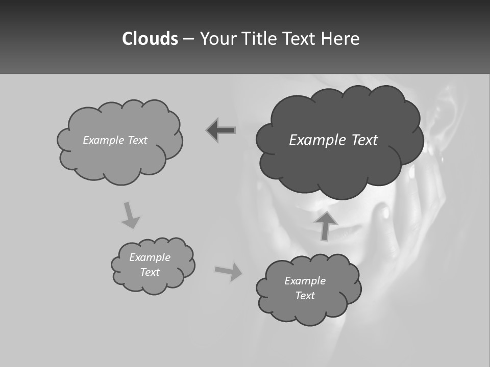 A Black And White Photo Of A Girl With Her Hands On Her Face PowerPoint Template