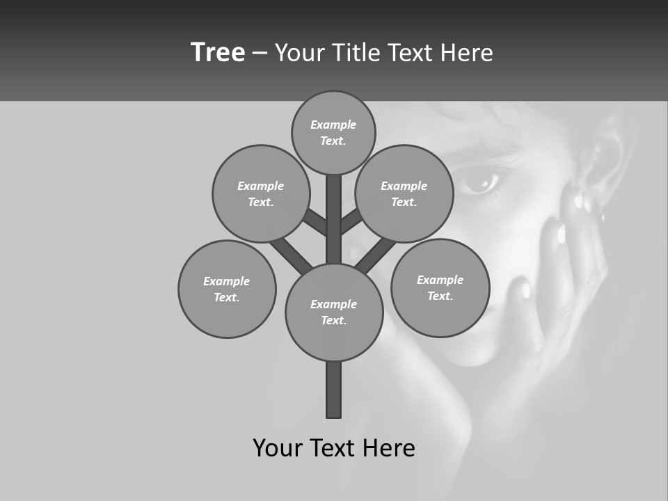 A Black And White Photo Of A Girl With Her Hands On Her Face PowerPoint Template