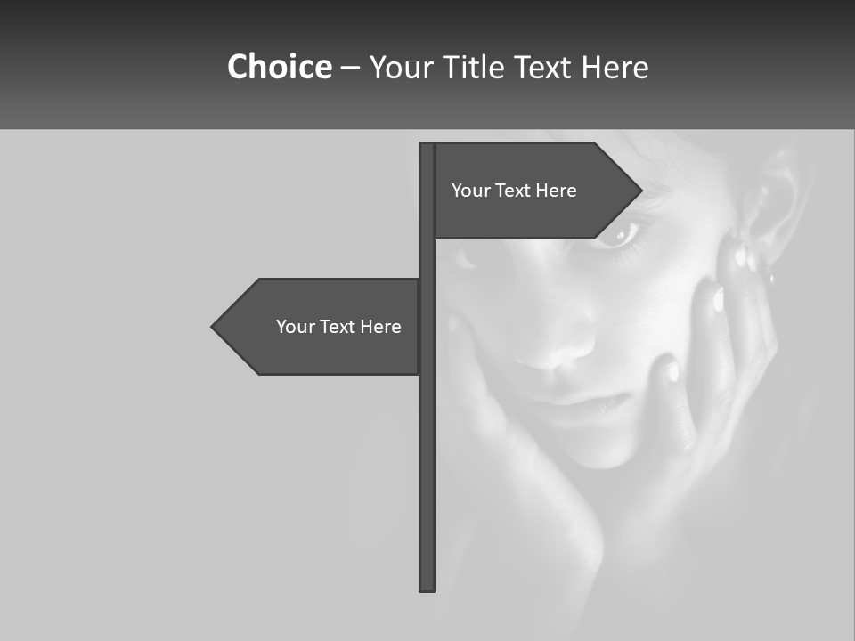 A Black And White Photo Of A Girl With Her Hands On Her Face PowerPoint Template