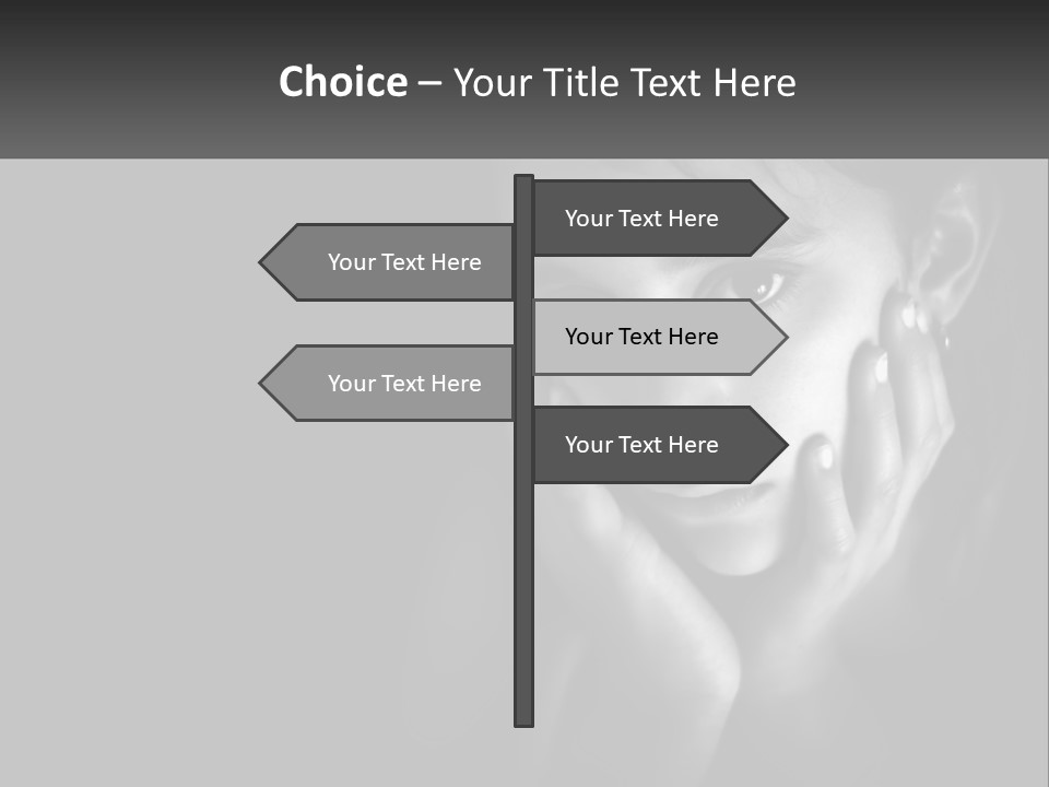 A Black And White Photo Of A Girl With Her Hands On Her Face PowerPoint Template