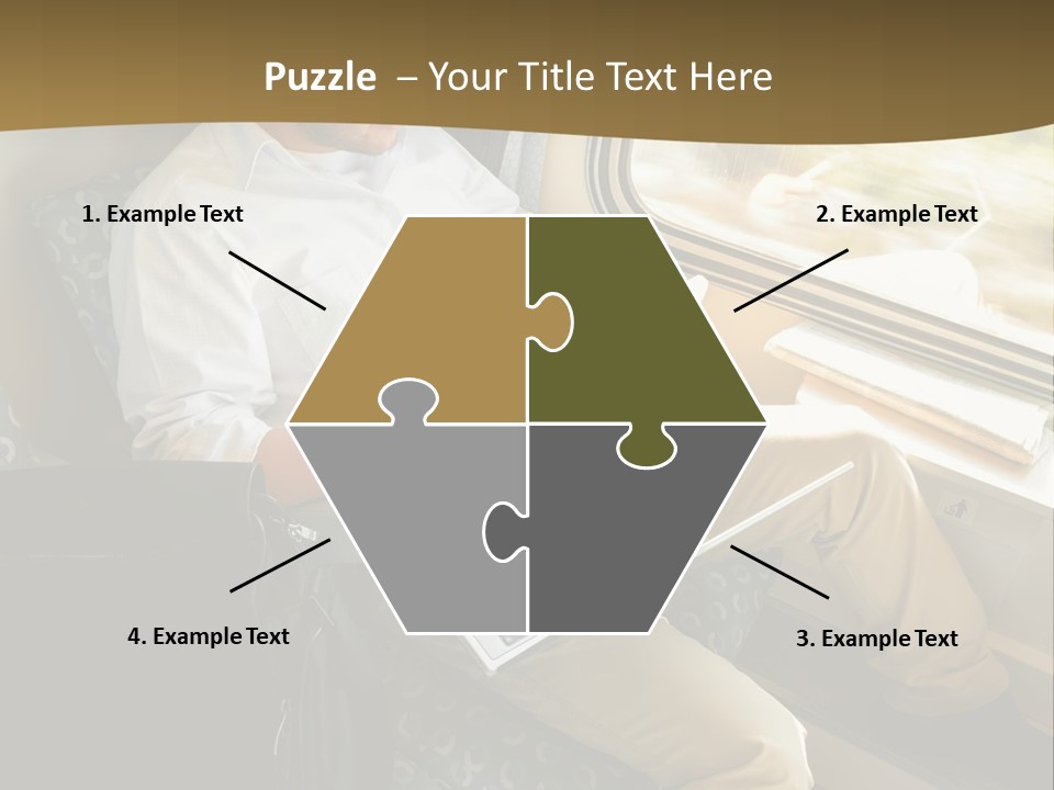 A Man Sitting On A Train Using A Laptop PowerPoint Template