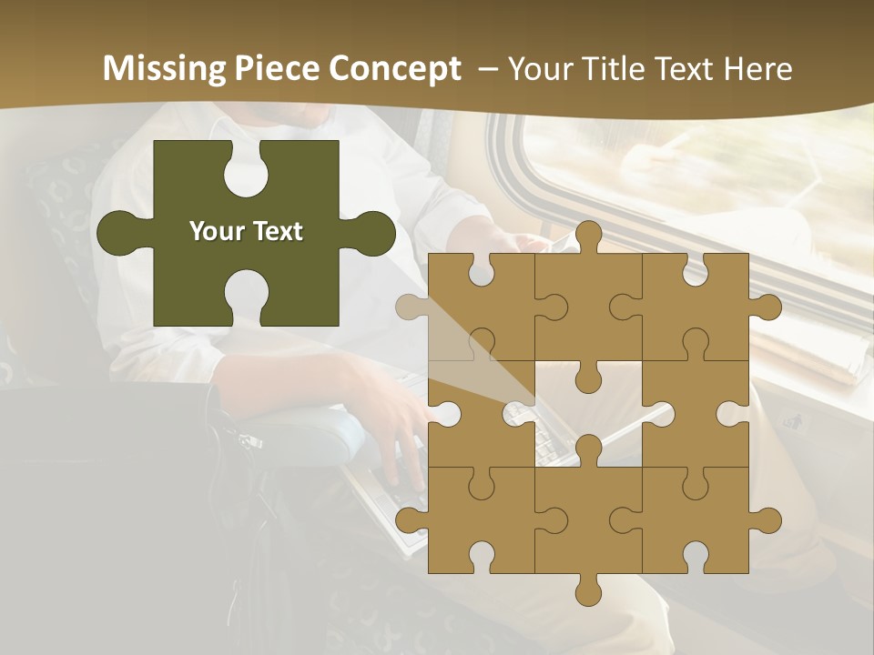 A Man Sitting On A Train Using A Laptop PowerPoint Template