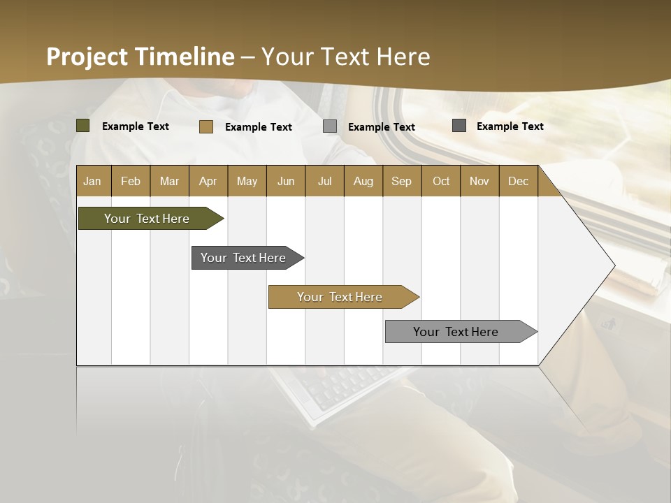 A Man Sitting On A Train Using A Laptop PowerPoint Template