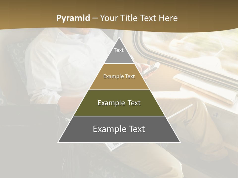 A Man Sitting On A Train Using A Laptop PowerPoint Template