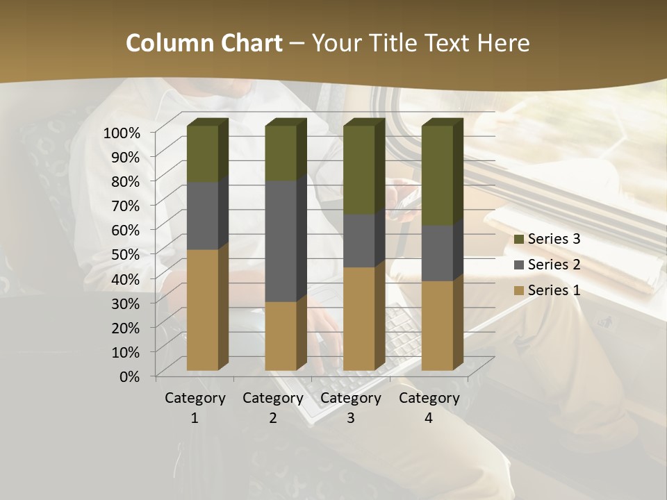 A Man Sitting On A Train Using A Laptop PowerPoint Template