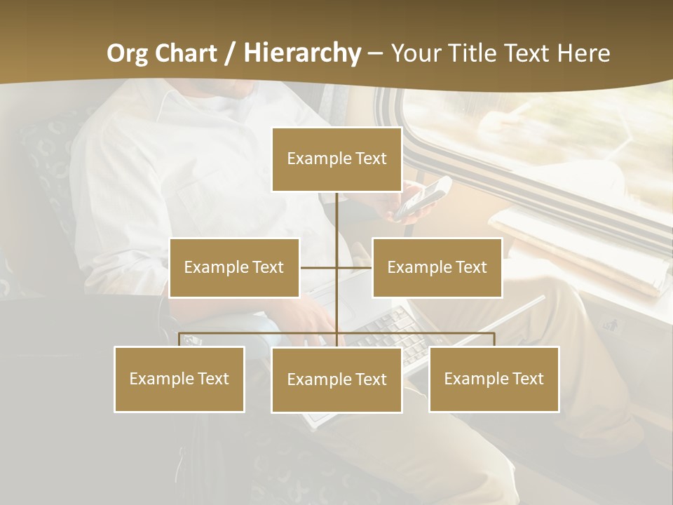 A Man Sitting On A Train Using A Laptop PowerPoint Template